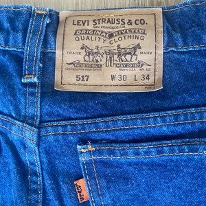 Vintage Orange Tab Levi Jeans 1980s 517